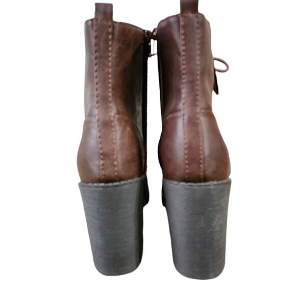 Soda Womens Size 10 Riding Booties Chunky Heel Army Military Boots Dark Brown - Picture 5 of 11